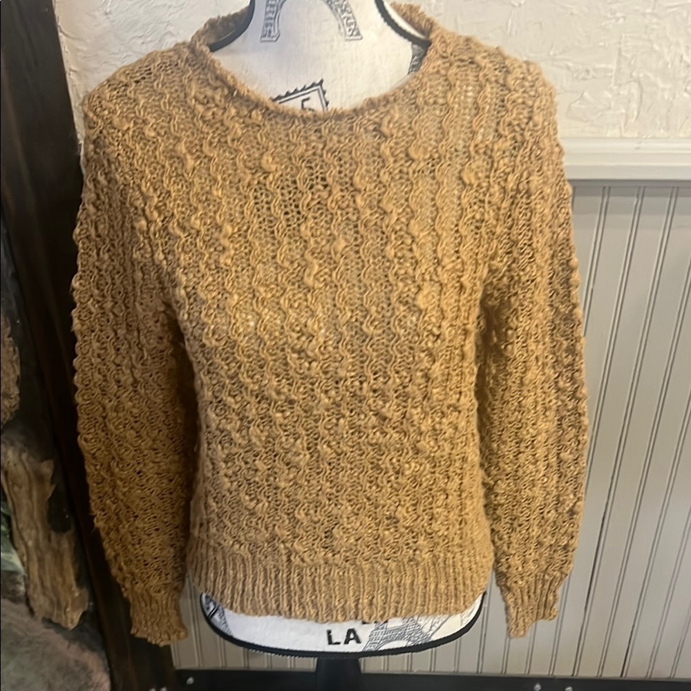 Tan Chunky Knit Crew Neck Sweater